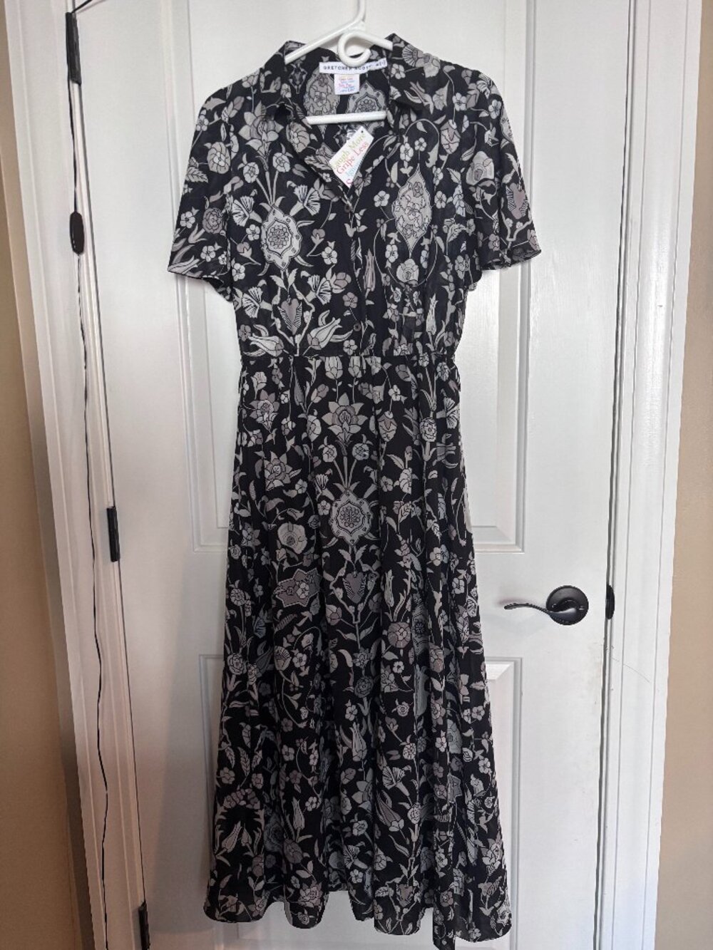 NWT Gretchen Scott Women's Size Small Black Panache Maxi Dress Midnight Garden